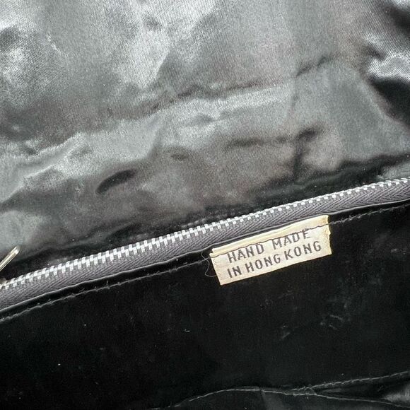 Stunning Vintage Beaded Black Clutch Bag Prom Wedding Ball Made in Hong Kong - Picture 11 of 13